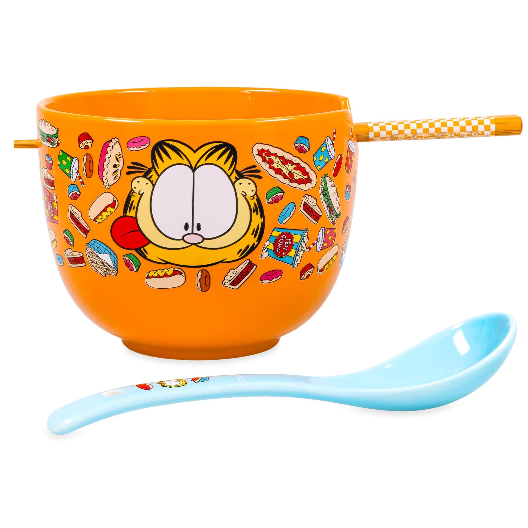 Garfield Junk Food 20-Ounce Ramen Bowl, Chopsticks, and Spoon Set