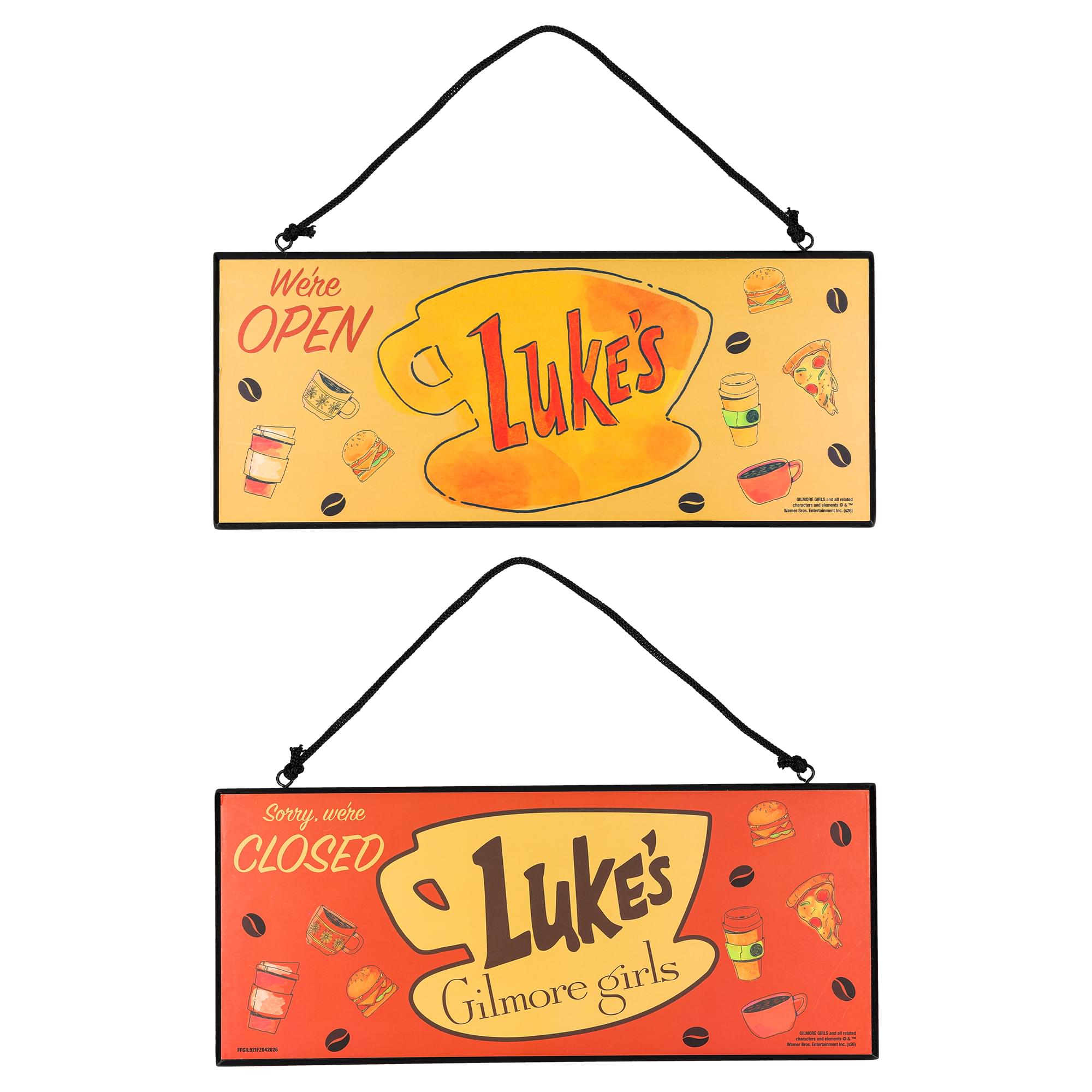 Gilmore Girls Luke's Diner Open and Closed Reversible Hanging Sign | 12 x 12 Inches