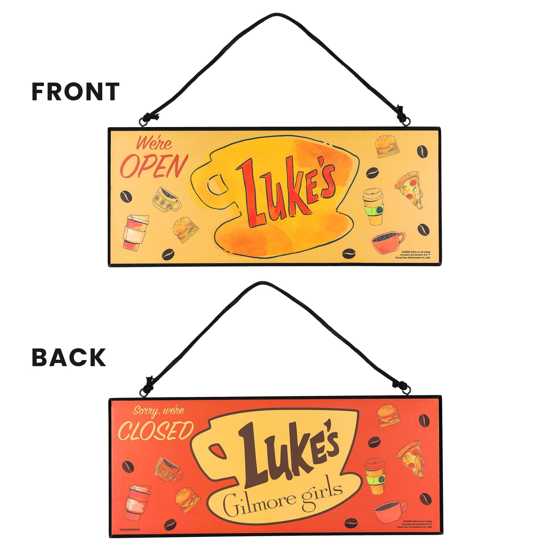 Gilmore Girls Luke's Diner Open and Closed Reversible Hanging Sign | 12 x 12 Inches
