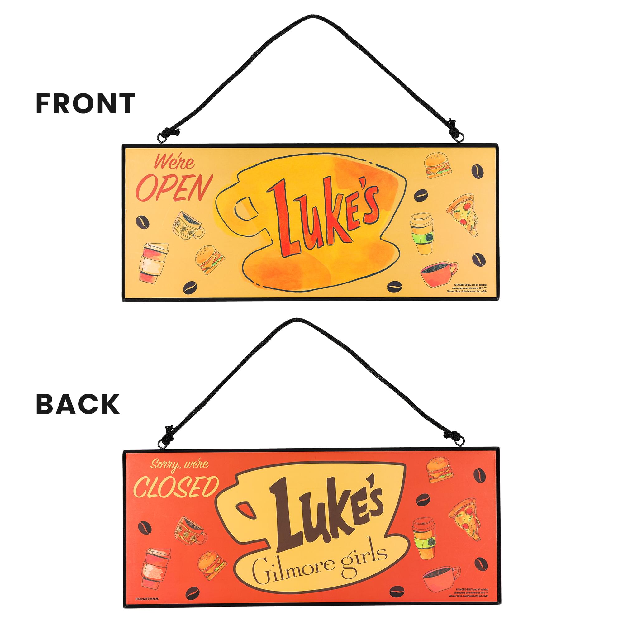 Gilmore Girls Luke's Diner Open and Closed Reversible Hanging Sign | 12 x 12 Inches
