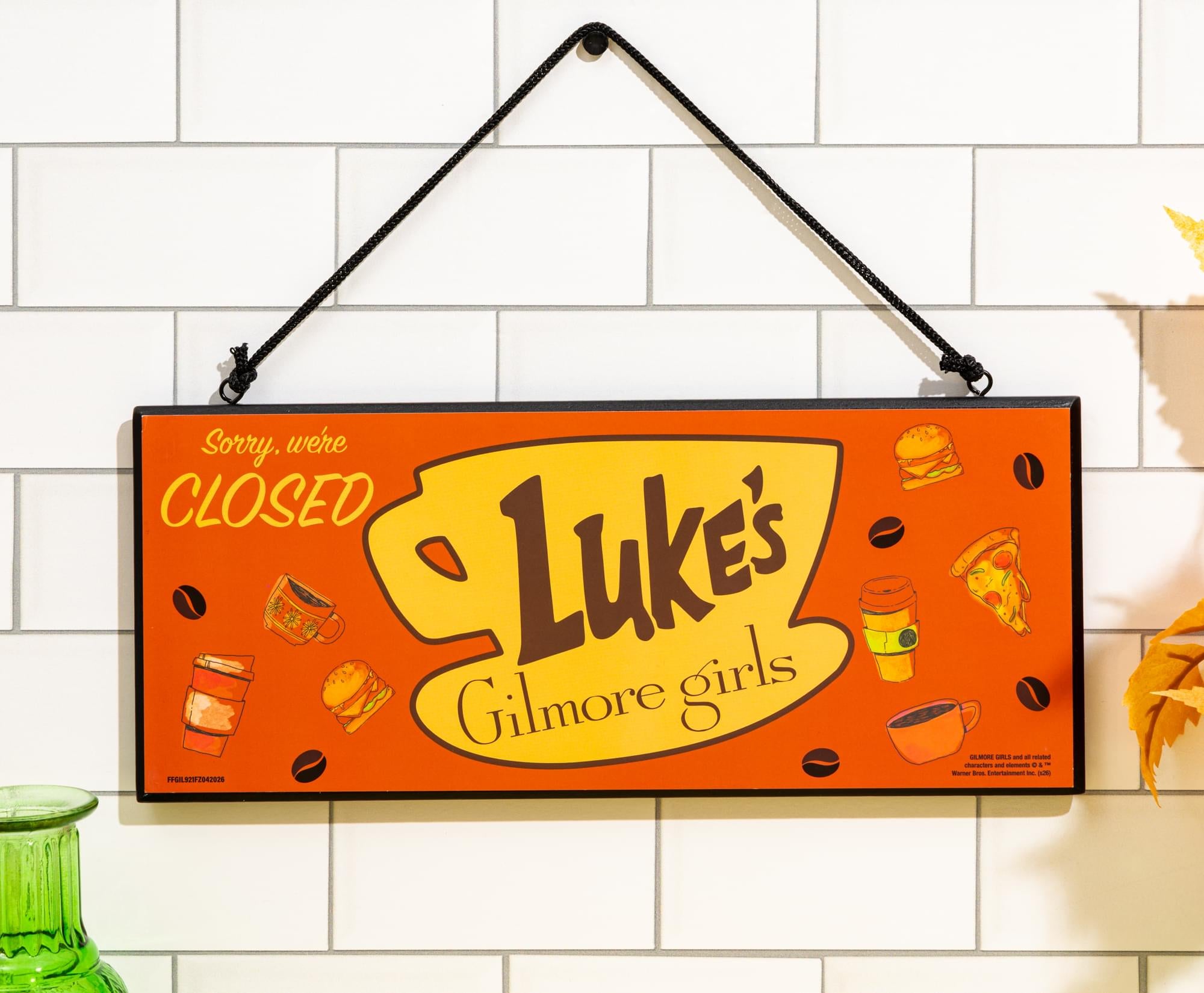Gilmore Girls Luke's Diner Open and Closed Reversible Hanging Sign | 12 x 12 Inches
