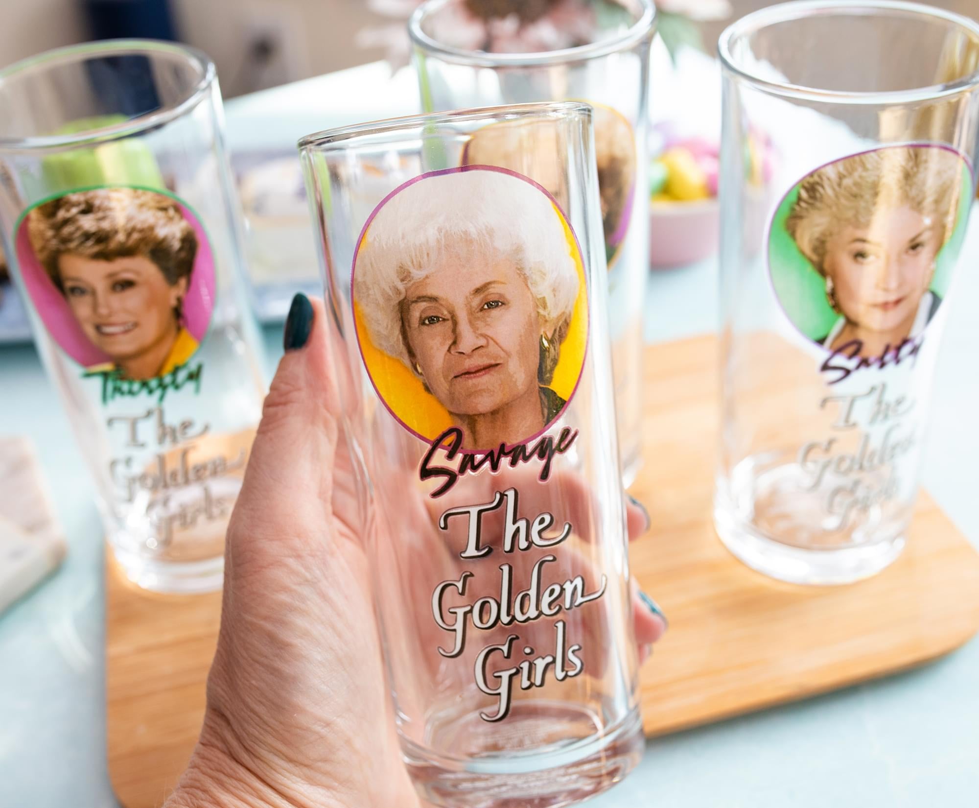 The Golden Girls Frames Logo 10-Ounce Tumbler Glasses | Set of 4