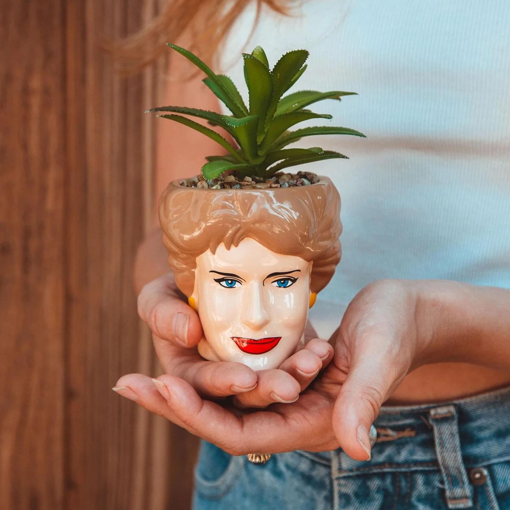 The Golden Girls Face Mini Ceramic Planter With Faux Succulent | Set of 4