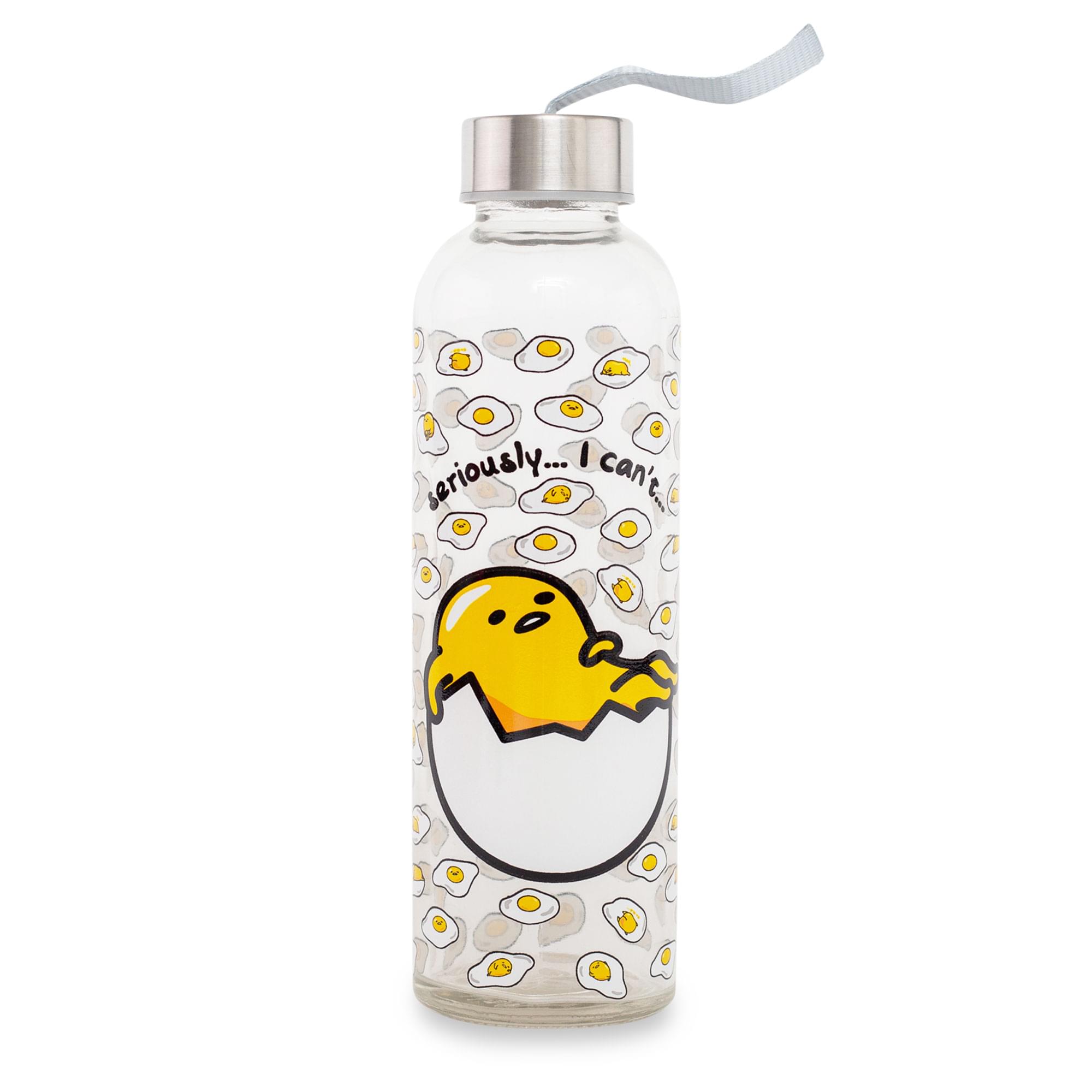 Sanrio Gudetama "Seriously, I Can't" Glass Water Bottle With Strap | 18 Ounces