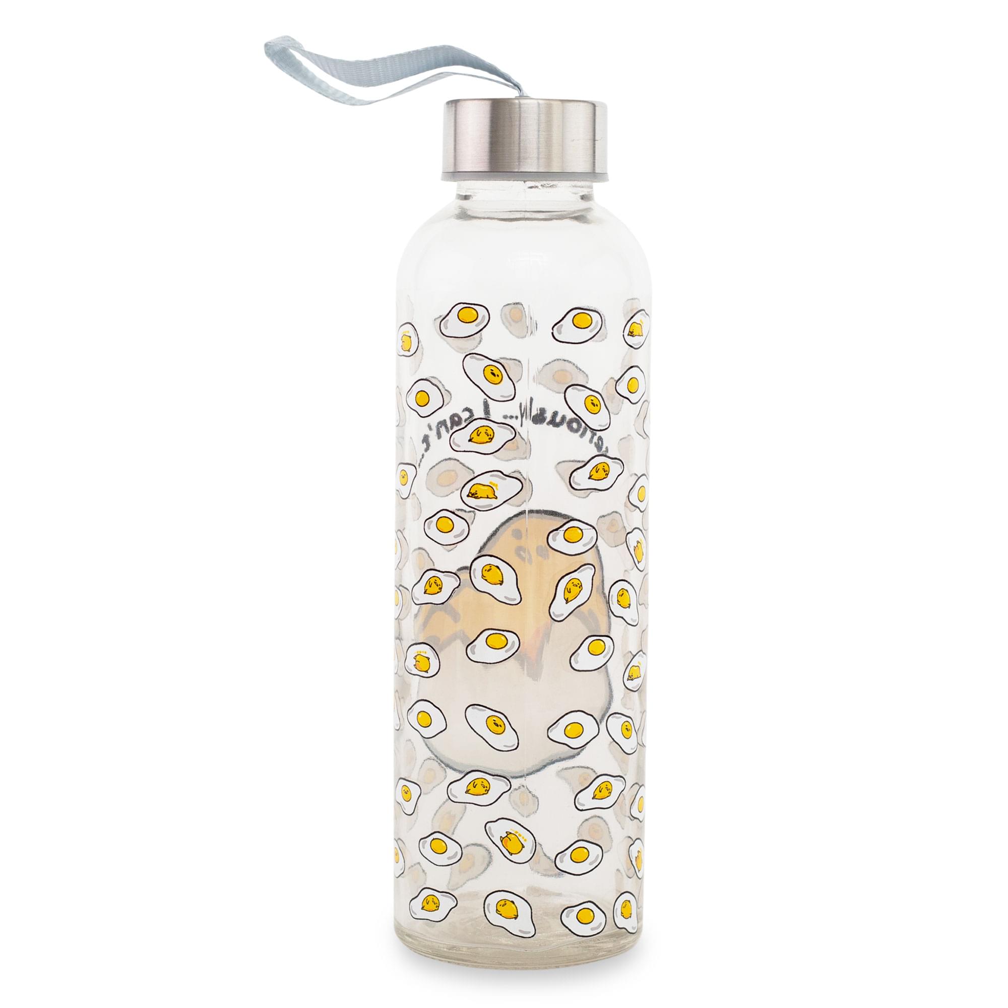 Sanrio Gudetama "Seriously, I Can't" Glass Water Bottle With Strap | 18 Ounces