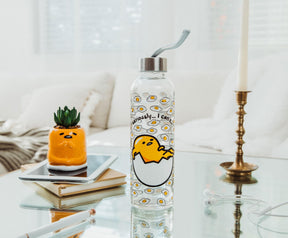 Sanrio Gudetama "Seriously, I Can't" Glass Water Bottle With Strap | 18 Ounces