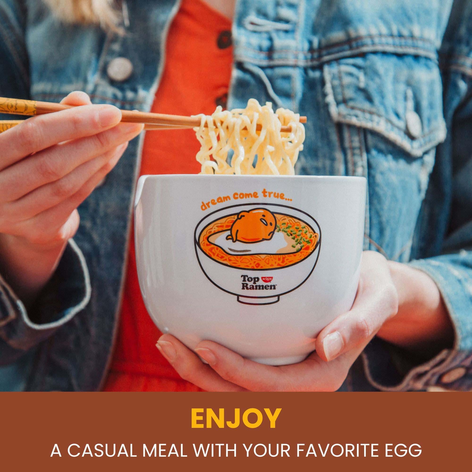 Sanrio Gudetama x Top Ramen "Dream Come True" Ramen Bowl and Chopstick Set