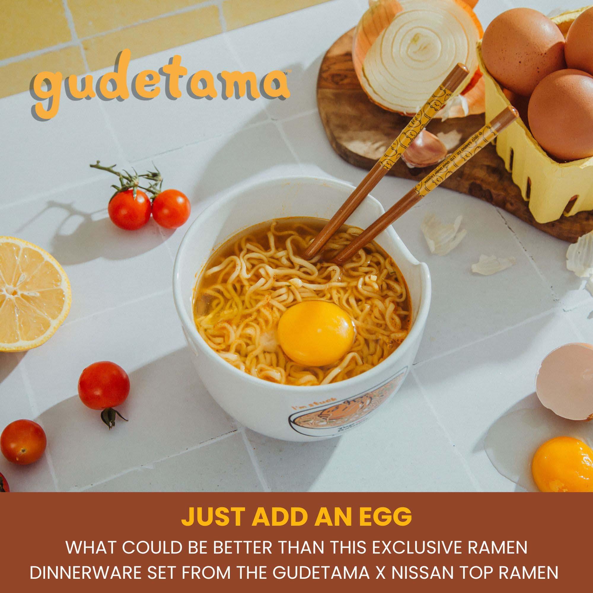 Sanrio Gudetama x Top Ramen "Dream Come True" Ramen Bowl and Chopstick Set