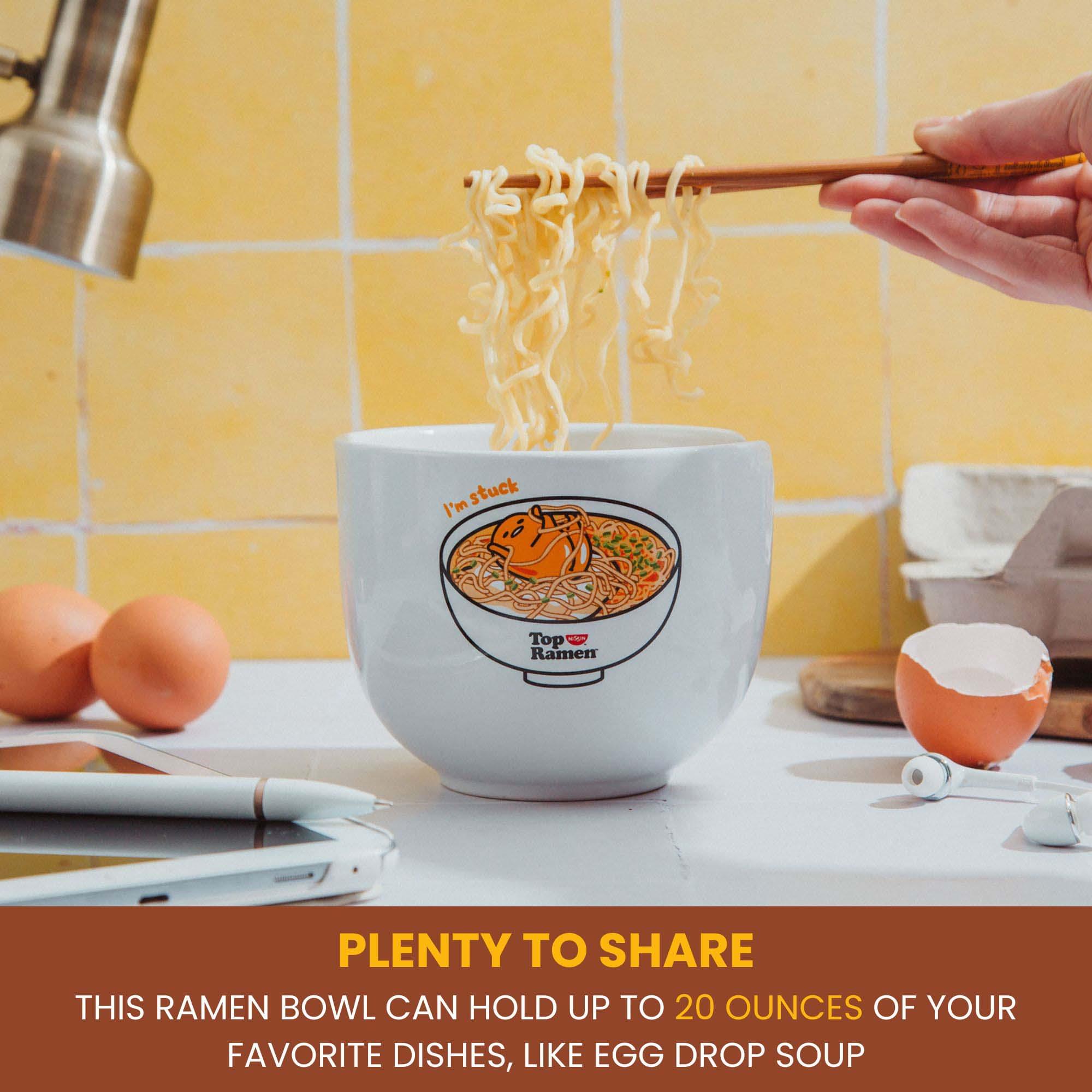 Sanrio Gudetama x Top Ramen "Dream Come True" Ramen Bowl and Chopstick Set