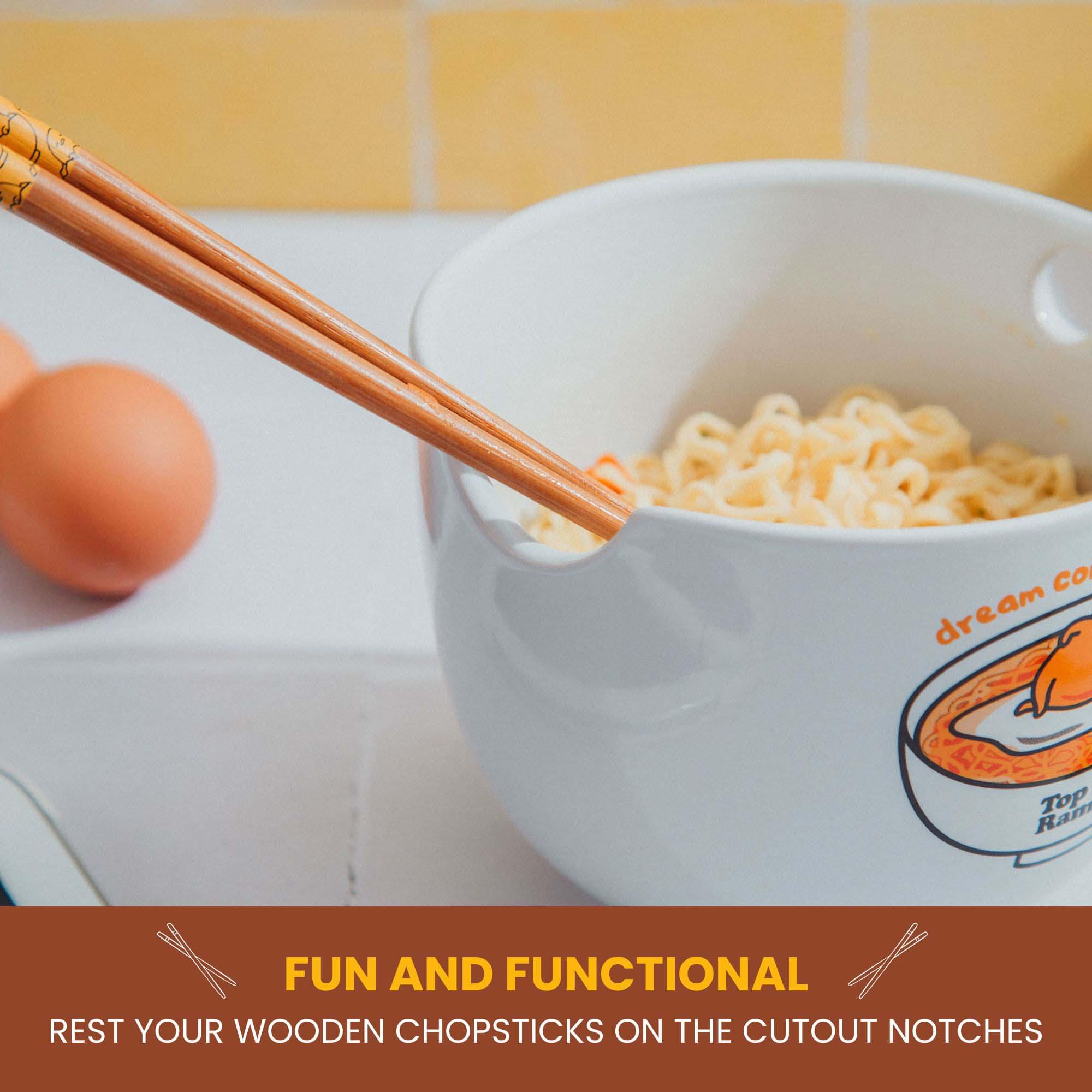 Sanrio Gudetama x Top Ramen "Dream Come True" Ramen Bowl and Chopstick Set