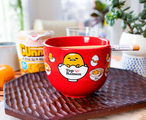 Sanrio Gudetama x Nissin Top Ramen 20-Ounce Noodle Bowl and Chopstick Set