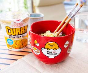 Sanrio Gudetama x Nissin Top Ramen 20-Ounce Noodle Bowl and Chopstick Set