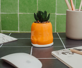Sanrio Gudetama Meditation 3-Inch Mini Planter With Artificial Succulent