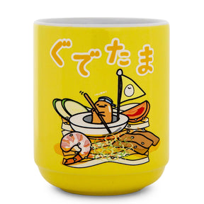 Sanrio Gudetama Sailing On Ramen Asian Ceramic Tea Cup | Holds 9 Ounces
