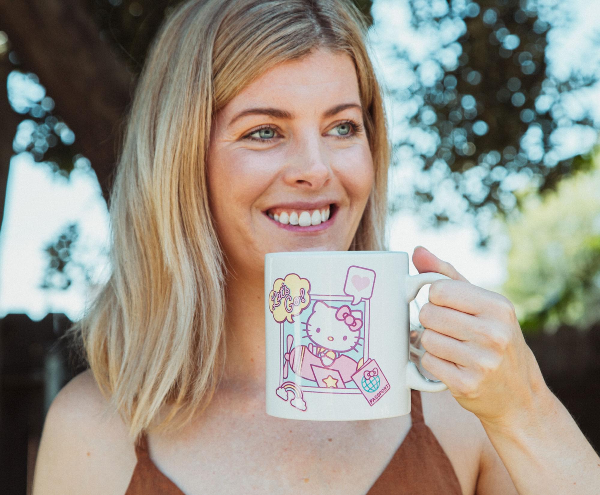 Sanrio Hello Kitty "Let's Go" Travel Destination Ceramic Mug | Holds 20 Ounces