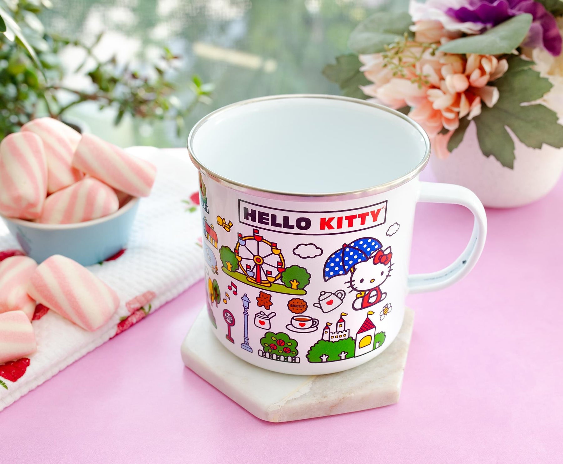 Sanrio Hello Kitty Destination Town Enamel Camper Mug | Holds 21 Ounces