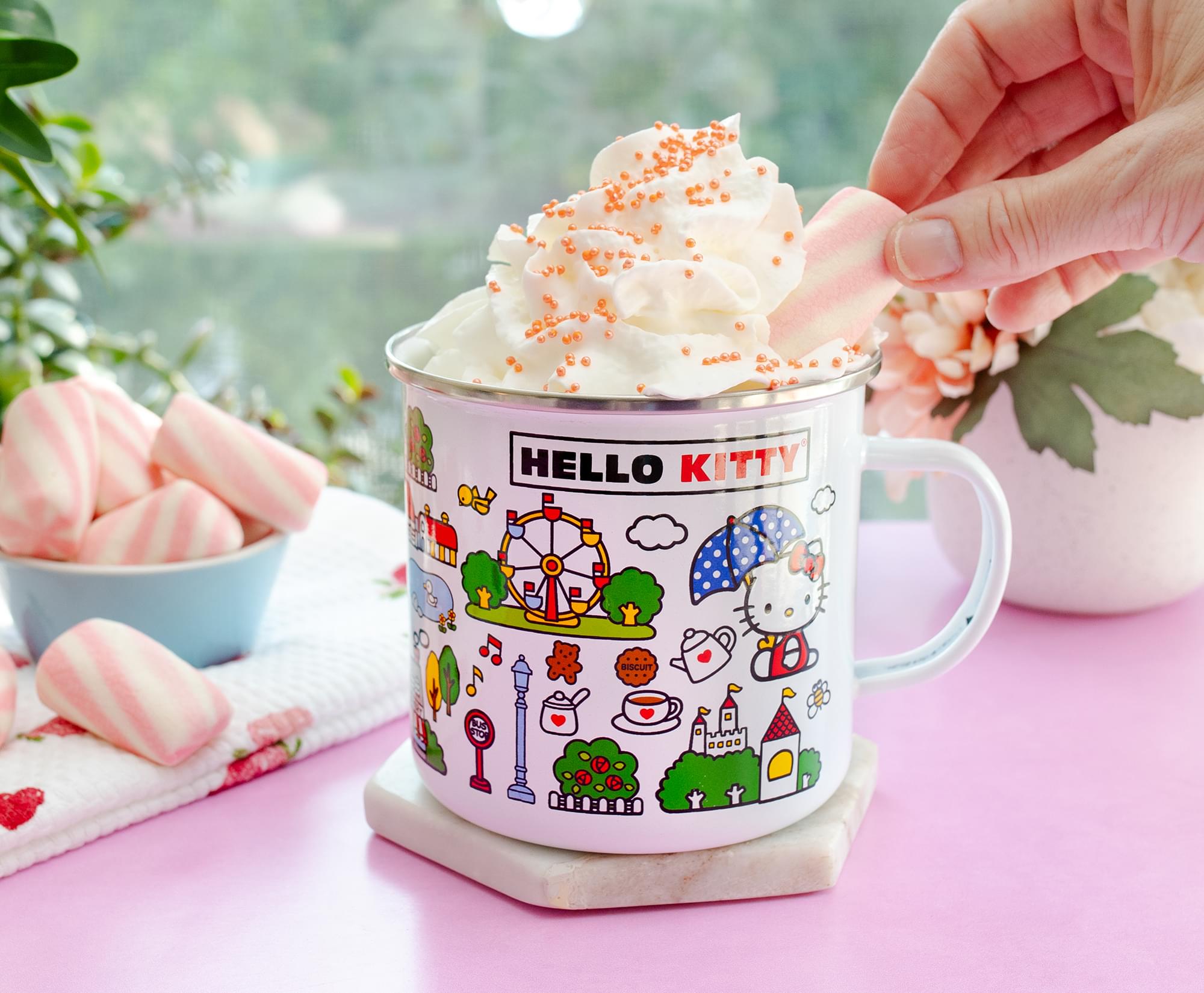 Sanrio Hello Kitty Destination Town Enamel Camper Mug | Holds 21 Ounces