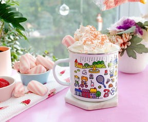 Sanrio Hello Kitty Destination Town Enamel Camper Mug | Holds 21 Ounces