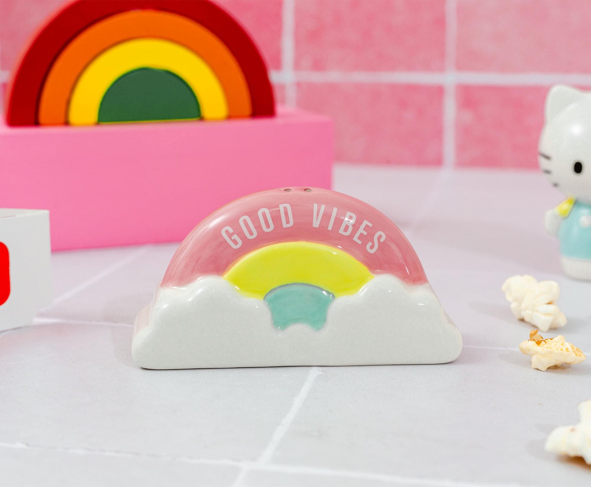 Sanrio Hello Kitty and Rainbow Ceramic Salt and Pepper Shaker Set