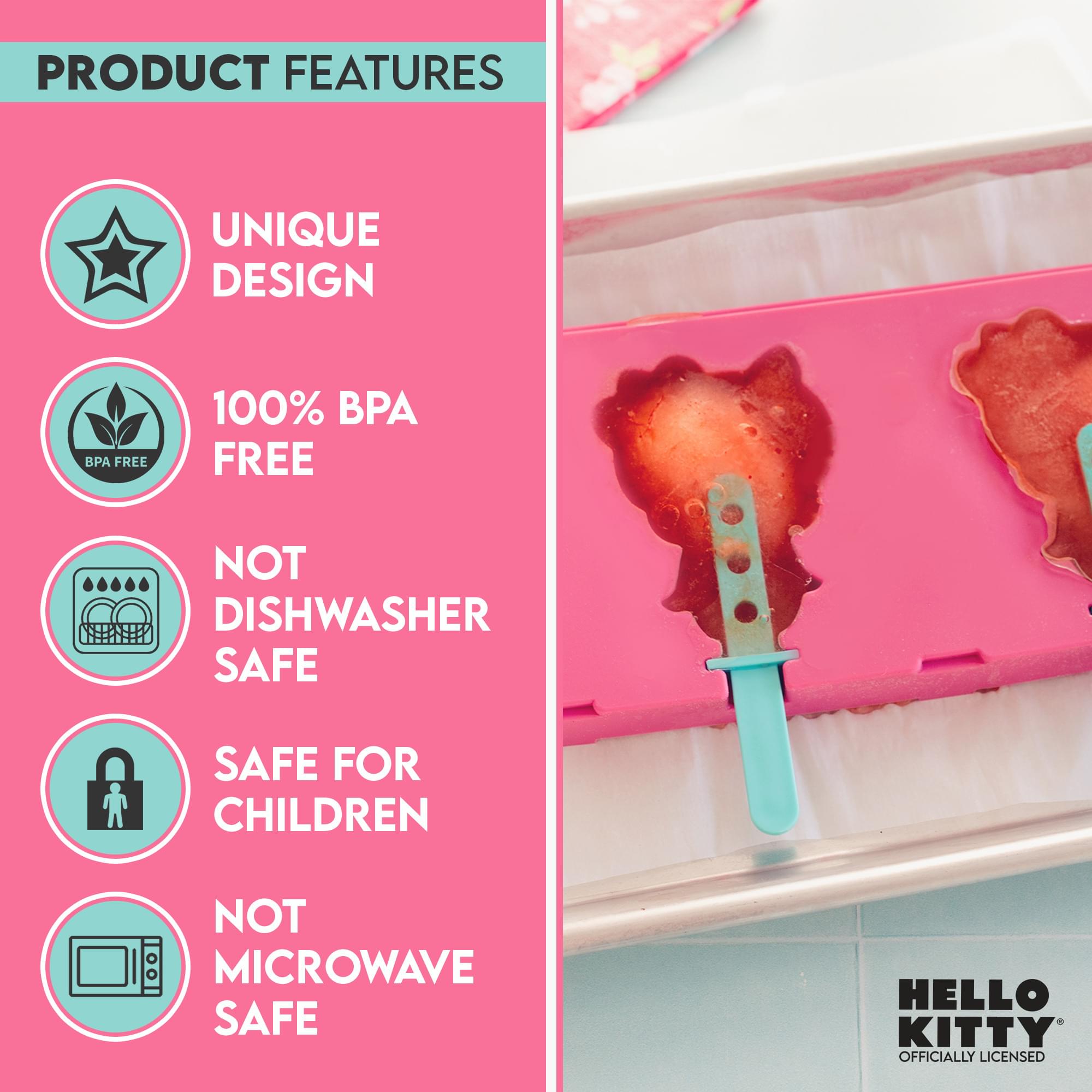 Sanrio Hello Kitty Silicone Popsicle Mold Shapes With Plastic Sticks