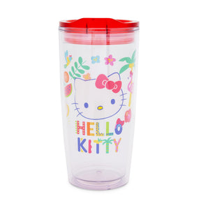 Sanrio Hello Kitty Tropical Plastic Travel Tumbler With Lid | Holds 20 Ounces