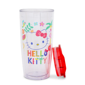 Sanrio Hello Kitty Tropical Plastic Travel Tumbler With Lid | Holds 20 Ounces