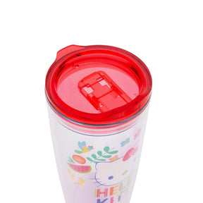 Sanrio Hello Kitty Tropical Plastic Travel Tumbler With Lid | Holds 20 Ounces