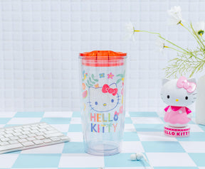 Sanrio Hello Kitty Tropical Plastic Travel Tumbler With Lid | Holds 20 Ounces