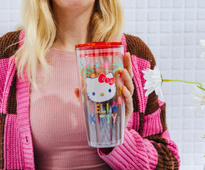Sanrio Hello Kitty Tropical Plastic Travel Tumbler With Lid | Holds 20 Ounces