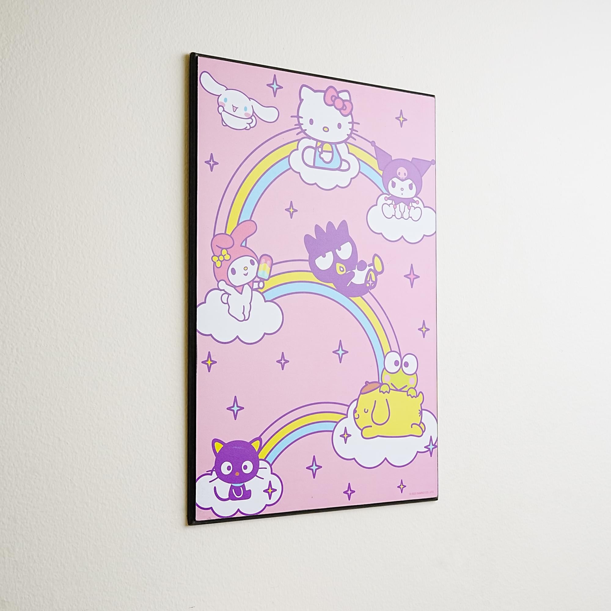 Sanrio Hello Kitty and Friends Rainbows And Clouds 13 x 19 Inch Framed MDF Wall Art