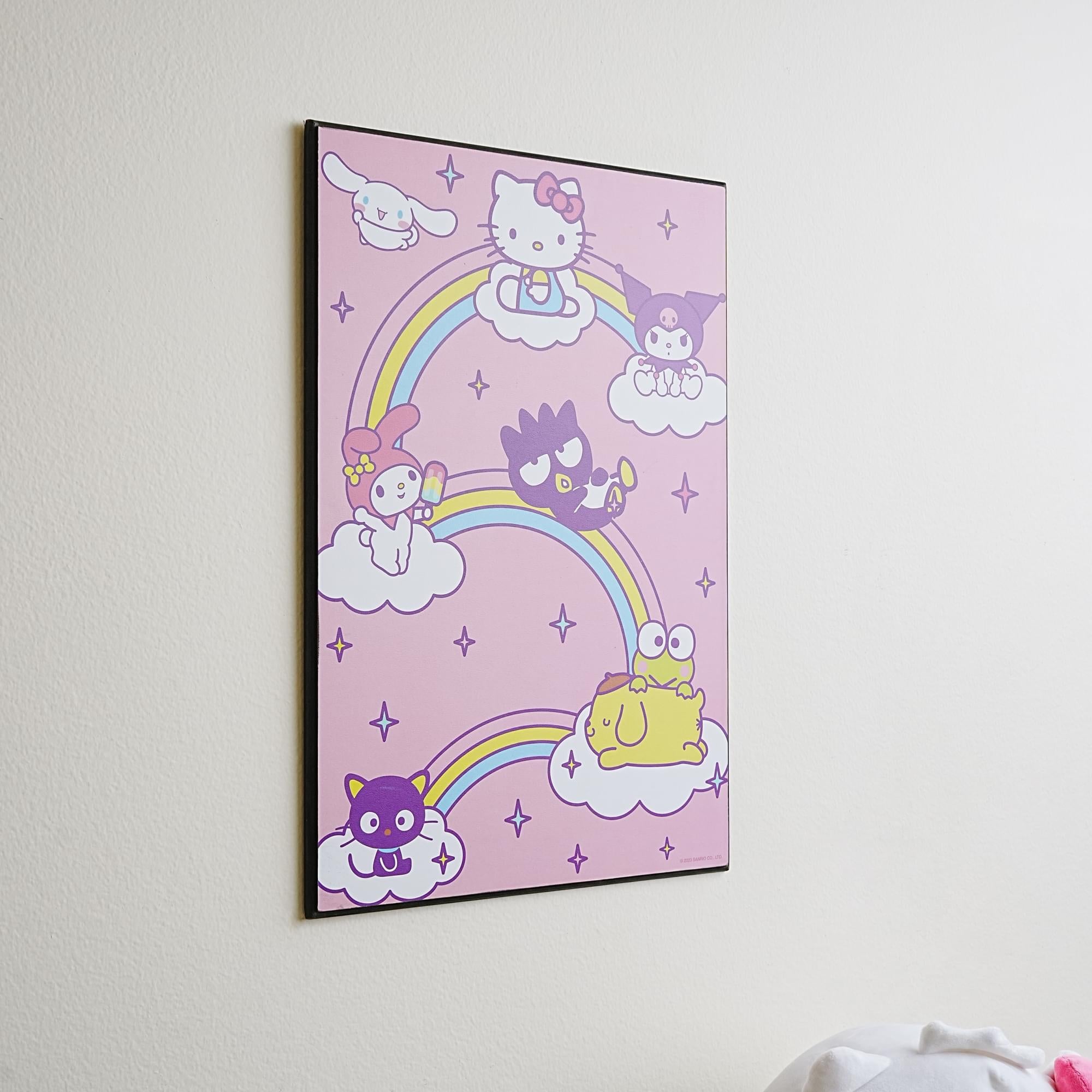 Sanrio Hello Kitty and Friends Rainbows And Clouds 13 x 19 Inch Framed MDF Wall Art
