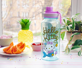 Sanrio Hello Kitty Mermaid Twist Spout Water Bottle and Sticker Set | 32 Ounces