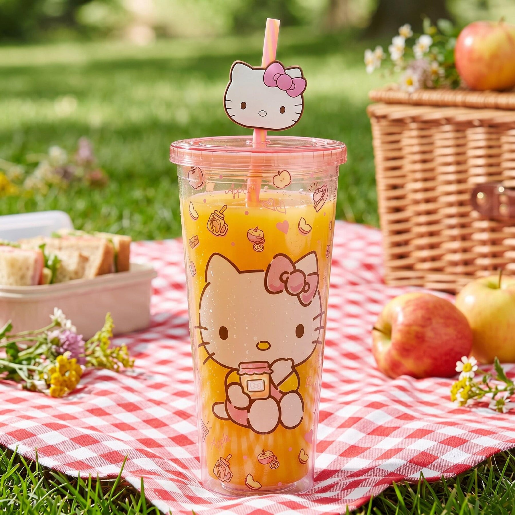 Sanrio Hello Kitty Sweet Snacks 24-Ounce Carnival Cup With Straw Topper Charm