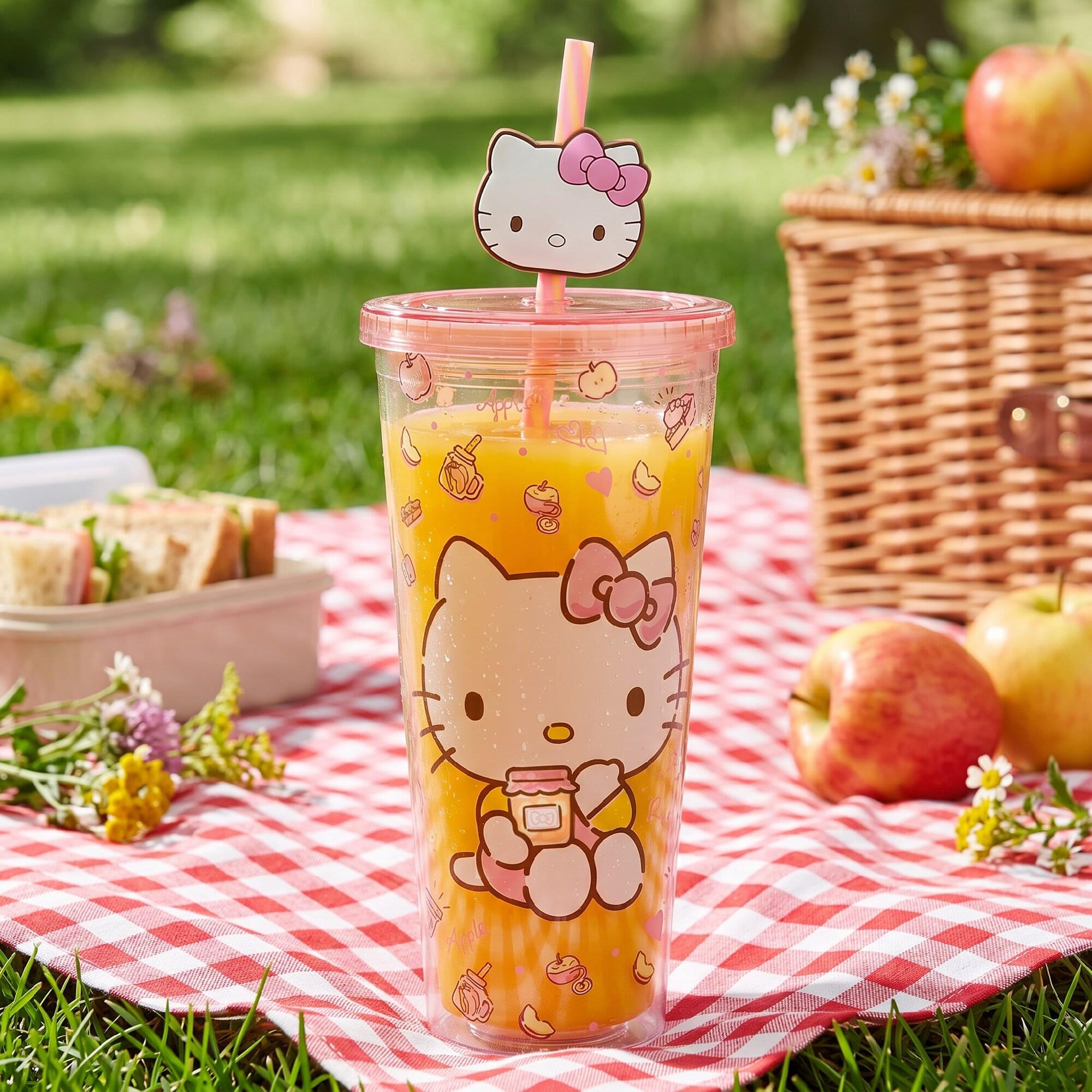 Sanrio Hello Kitty Sweet Snacks 24-Ounce Carnival Cup With Straw Topper Charm