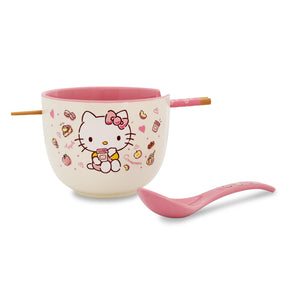 Sanrio Hello Kitty Apples and Cinnamon 20-Ounce Ramen Bowl and Chopstick Set