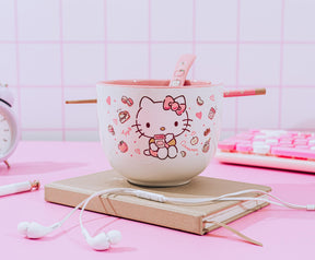 Sanrio Hello Kitty Apples and Cinnamon 20-Ounce Ramen Bowl and Chopstick Set