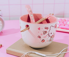 Sanrio Hello Kitty Apples and Cinnamon 20-Ounce Ramen Bowl and Chopstick Set