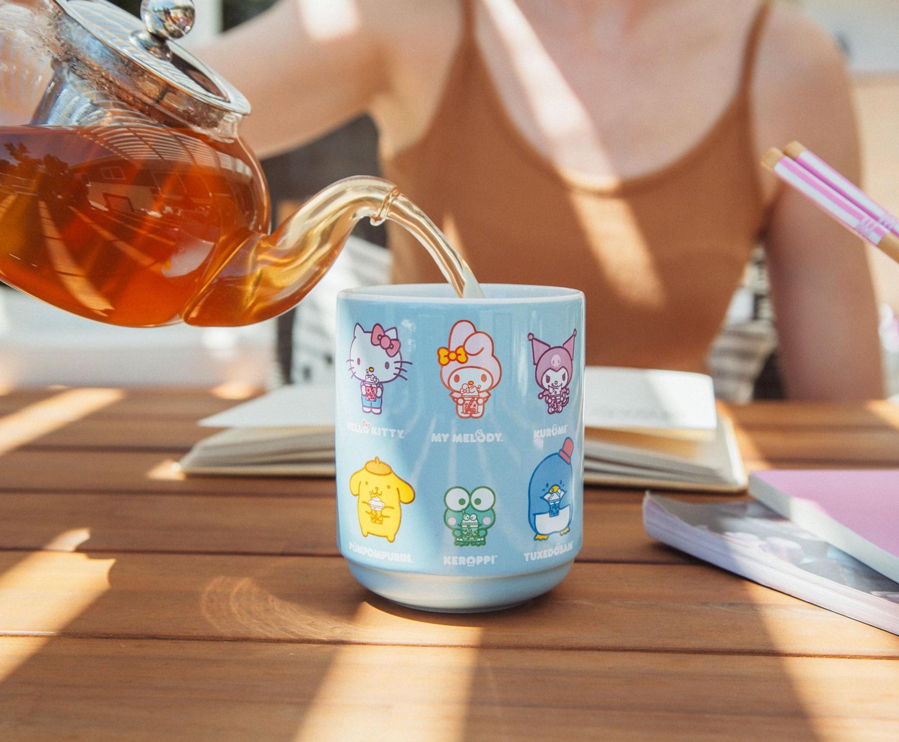 Sanrio Hello Kitty and Friends Drinking Boba Asian Ceramic Tea Cup | 9 Ounces