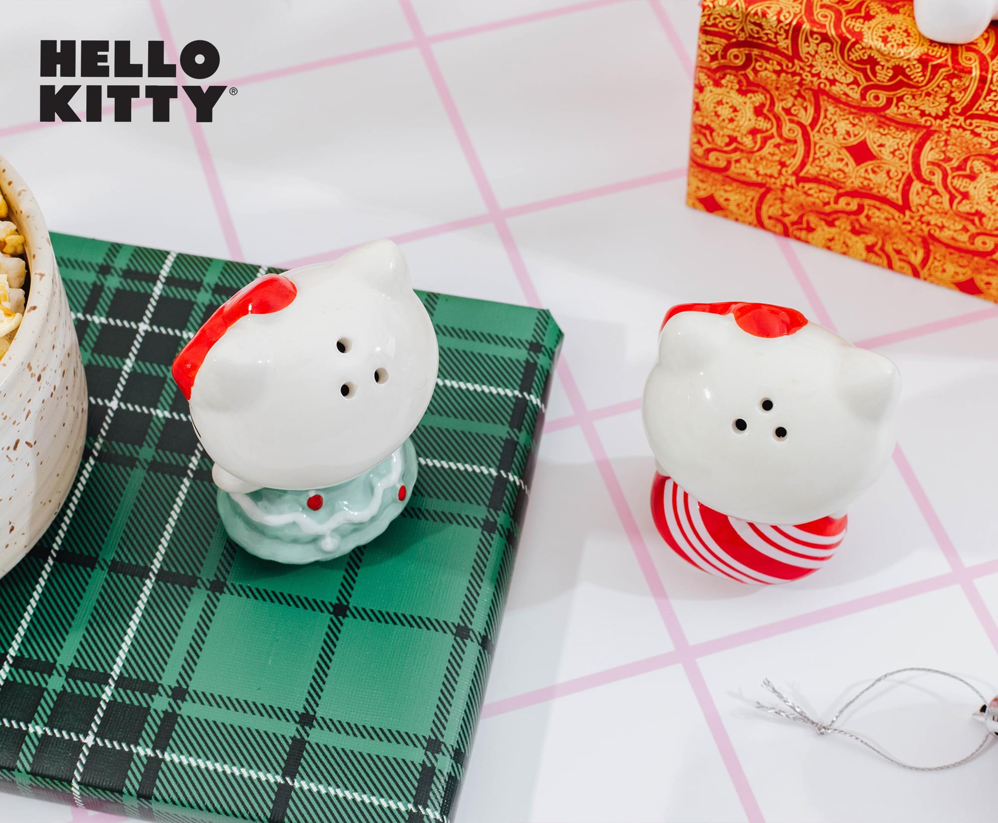 Sanrio Hello Kitty Holiday Dresses Ceramic Salt and Pepper Shaker Set
