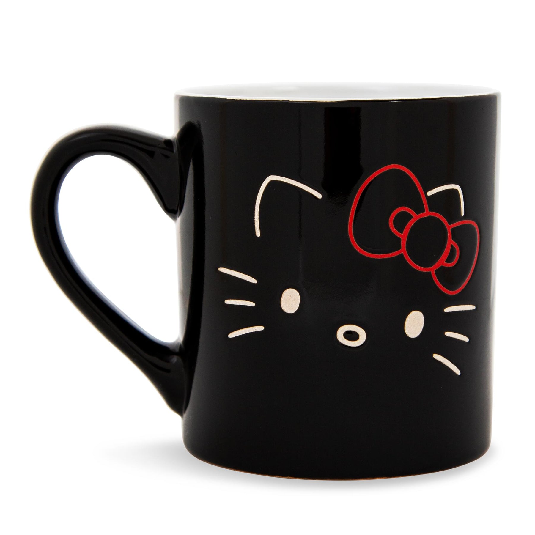 Sanrio Hello Kitty Black Outline Wax Resist Ceramic Mug | Holds 14 Ounces