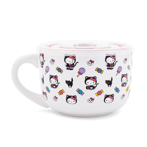 Sanrio Hello Kitty Black Cat Ceramic Soup Mug With Vented Lid | Holds 24 Ounces