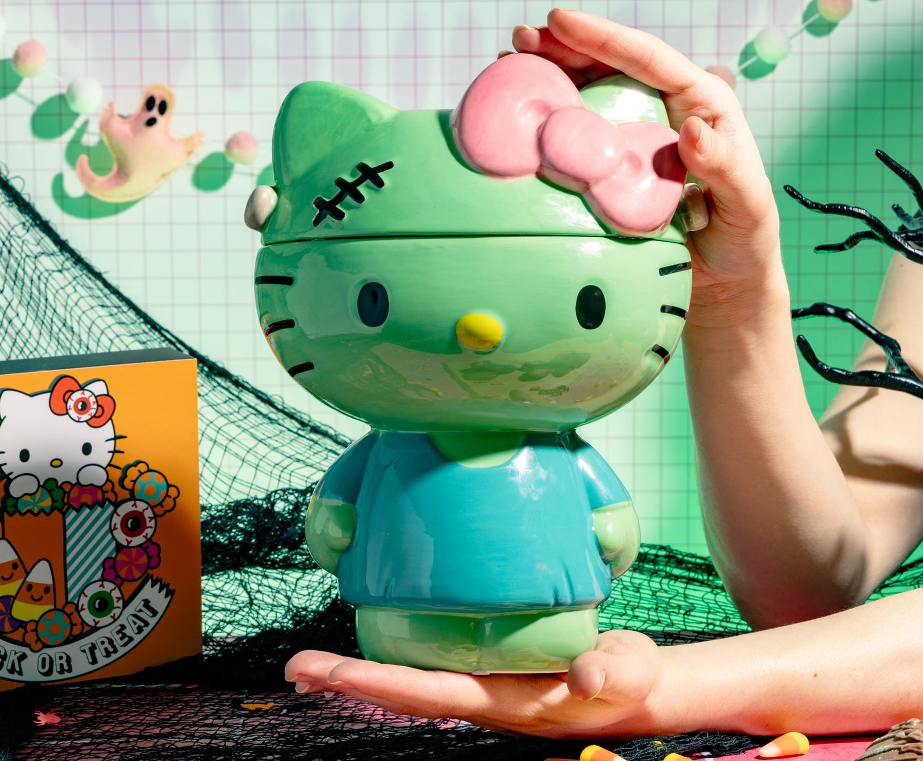 Sanrio Hello Kitty Frankenstein Sculpted Ceramic Snack Jar With Lid