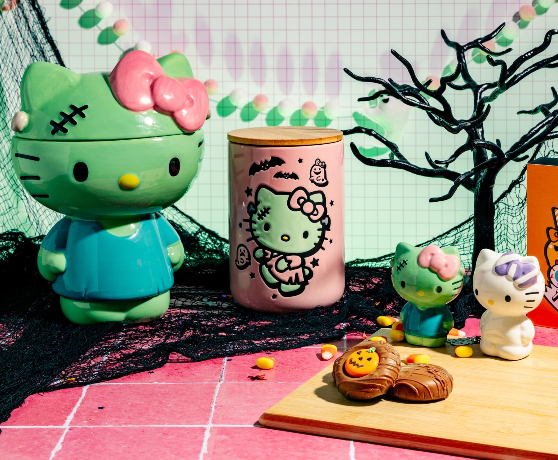 Sanrio Hello Kitty Frankenstein Sculpted Ceramic Snack Jar With Lid