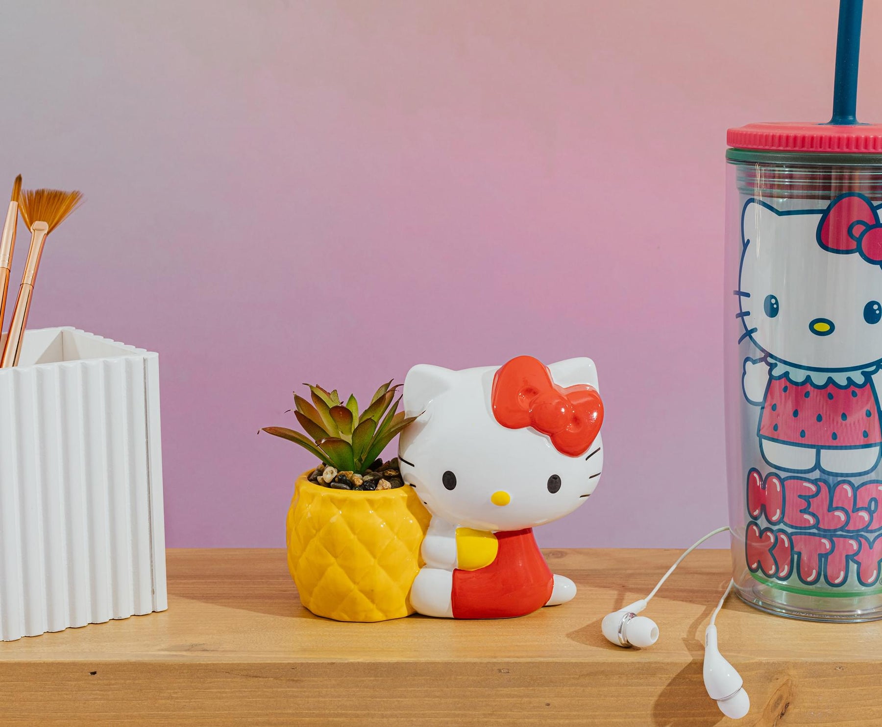 kitty succulent planter Sanrio Hello Kitty Pineapple Ceramic Mini Planter With Artificial Succulent