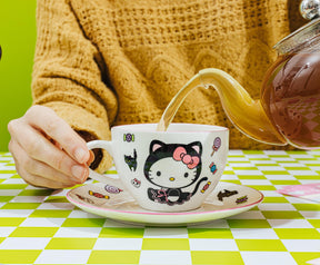 Sanrio Hello Kitty Black Cat Bone China Teacup and Saucer Set | Holds 7 Ounces