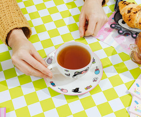 Sanrio Hello Kitty Black Cat Bone China Teacup and Saucer Set | Holds 7 Ounces
