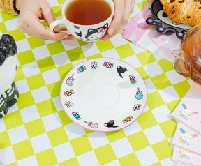 Sanrio Hello Kitty Black Cat Bone China Teacup and Saucer Set | Holds 7 Ounces