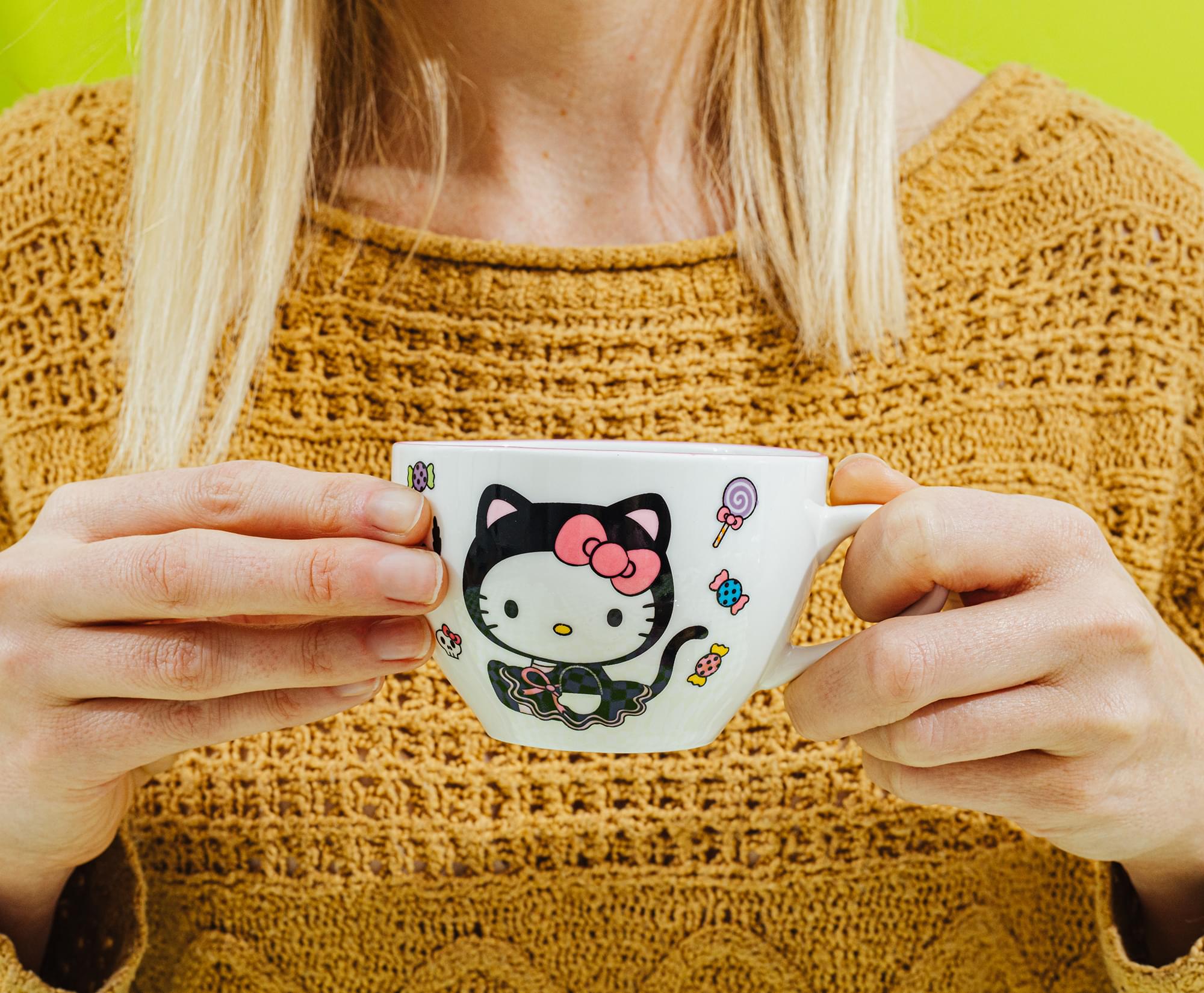 Sanrio Hello Kitty Black Cat Bone China Teacup and Saucer Set | Holds 7 Ounces