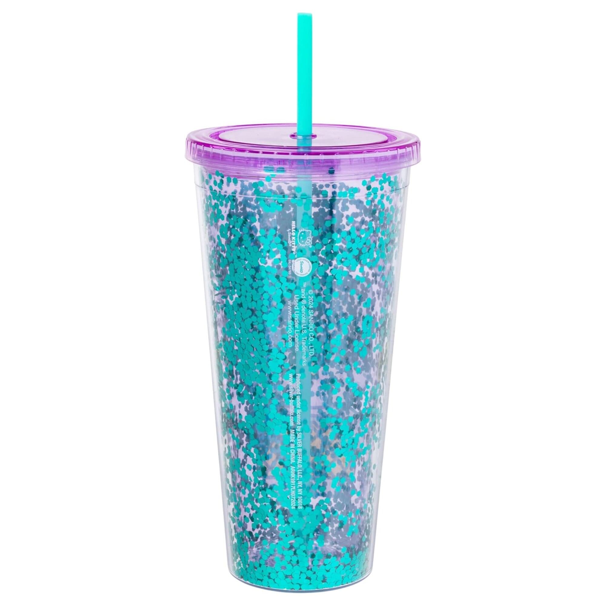 Sanrio Hello Kitty Pineapple 32-Ounce Glitter Carnival Cup With Lid and Straw