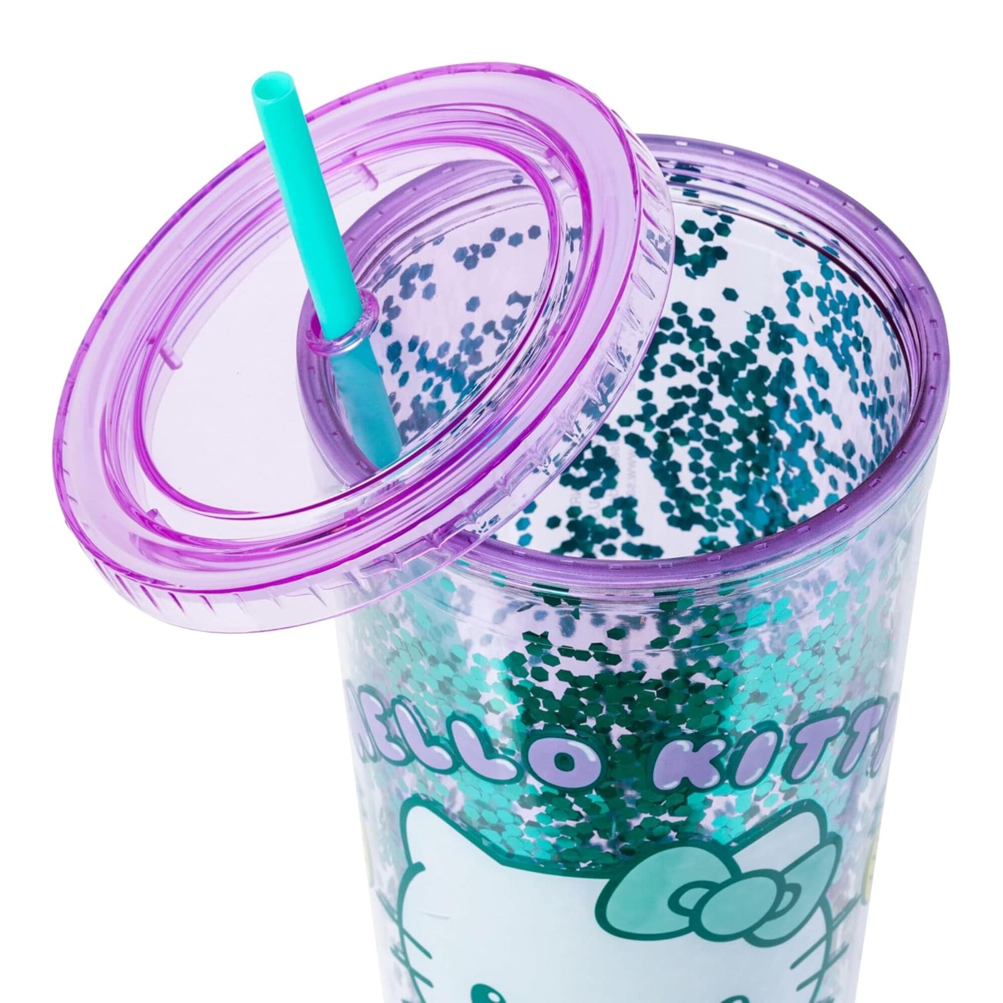 Sanrio Hello Kitty Pineapple 32-Ounce Glitter Carnival Cup With Lid and Straw